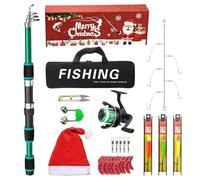 Conjunto de caña y carrete | Telescópico para Agua Dulce Y Agua Salada,Kit De Pesca De Navidad con Bastón Carrete Señuelos - Para Pescadores Adolescentes Padre El Lago El Arroyo El Río