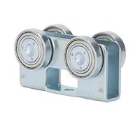 Conjunto de Carro para Puerta Corredera con 4 Ruedas, Acero de Aleación, Color Plata, Rodamientos Silenciosos para Cortinas y Rieles