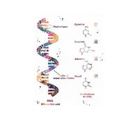 Conjunto de carteles acuarela con código genético ADN, árbol, decoración oficina, arte pared ciencia, biológico, circular, química(4,21x30cm Canvas)
