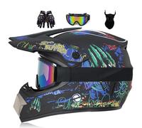 Conjunto de Cascos de Motocross para Niños y Adultos, Casco de Cross para BTT, Cascos de Motociclista Motocross para Adultos, Casco de Protección Enduro para Moto Scooter Chopper Quad, Casco de Moto