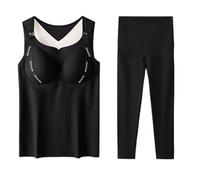 Conjunto de chaleco de lactancia posparto, forro polar cálido, fácil de amamantar, ajuste cómodo, ropa de descanso para otoño e invierno, ropa interior cálida, Negro, L