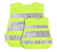 Conjunto de Chaleco de Seguridad Reflectante Malla, Chaqueta de Alta Visibilidad, Hi Viz Vest, Chaleco de Seguridad Amarillo Fluorescentes para Al Aire Libre Correr (2 Piezas, Niño y Adulto)