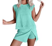Conjunto de chaleco y pantalones cortos para mujer, conjunto de falda sin mangas y parte inferior de falda, pantalones cortos integrados, traje deportivo transpirable, traje deportivo de dos piezas