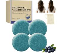 Conjunto de champú y acondicionador de arándanos,Cabello nutrido (4pcs) | Barras acondicionadoras para champú sólido de arándano, fortaleciendo el cuidado del cabello para adelgazar, no grasa