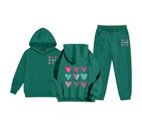 Conjunto de chándal casual para niña con capucha y pantalón estampados, chándal de forro polar de 2 piezas para niños y adolescentes, ropa de juego cómoda, pantalones de chándal suaves y cálidos para