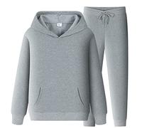 Conjunto de chándal con capucha para hombre, manga larga, ajuste cómodo, sudadera con capucha y pantalones deportivos, cordón y bolsillo, sudadera con capucha para correr, tallas S-3XL, gris, XXL