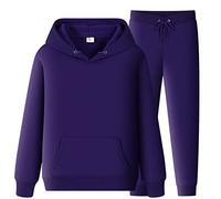 Conjunto de chándal con capucha para hombre, manga larga, ajuste cómodo, sudadera con capucha y pantalones deportivos, cordón y bolsillo, sudadera con capucha para correr, tallas S-3XL, Morado (, XXL