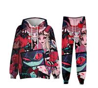 Conjunto de chándal de anime Hazbin Hotel Alastor/Angel para hombre, conjunto completo de sudadera con capucha y pantalones de jogger para gimnasio, 2 piezas para hombres, mujeres y adolescentes, S