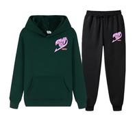 Conjunto de chándal de otoño e invierno para hombre de FAIRY TAIL, conjunto informal de 2 piezas de manga larga con sudadera y pantalón de chándal, sudadera suave y cálida capucha,Army Green-3x_l