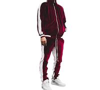 Conjunto De Chándal De Terciopelo para Hombre - Pantalones De Jogging Sportswaer De Color En Contraste con Chaqueta con Cremallera Conjuntos De Chándal Ropa Deportiva para Entrenamiento De Gimnasia