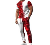 Conjunto de chándal de Verano para Hombre con Camiseta de Manga Corta Estampada en 3D de Llamas y Pantalones de Jogging Ropa Urbana de 2 Piezas Estilo Hip Hop