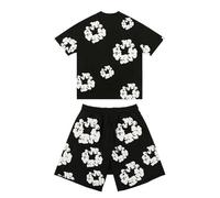 Conjunto de chándal de verano para mujer/hombre con camiseta y pantalón corto de chándal Y2K Conjunto de pantalones cortos de flores de verano de playa Survetements hombres/mujeres conjuntos