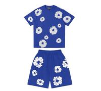 Conjunto de chándal de verano para mujer/hombre con camiseta y pantalón corto de chándal Y2K Conjunto de pantalones cortos de flores de verano de playa Survetements hombres/mujeres conjuntos