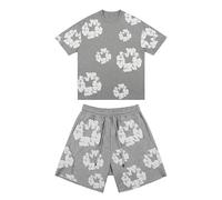 Conjunto de chándal de verano para mujer/hombre con camiseta y pantalón corto de chándal Y2K Conjunto de pantalones cortos de flores de verano de playa Survetements hombres/mujeres conjuntos