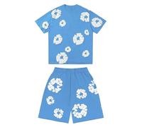 Conjunto de chándal de verano para mujer/hombre con camiseta y pantalón corto de chándal Y2K Conjunto de pantalones cortos de flores de verano de playa Survetements hombres/mujeres conjuntos