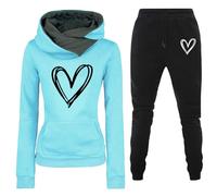 Conjunto de chándal deportivo para mujer, sudadera con capucha y pantalones cómodos, transpirables, Y2k, chándales de gimnasia elegantes, para gimnasio, yoga, invierno, conjunto completo, azul claro