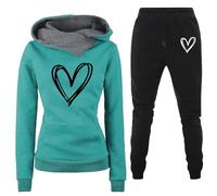 Conjunto de chándal deportivo para mujer, sudadera con capucha y pantalones cómodos, transpirables, Y2k, chándales de gimnasia elegantes, para gimnasio, yoga, invierno, conjunto completo, Verde, XL