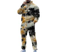 Conjunto de chándal ligero para hombre, casual, a la moda, holgado, moderno, estampado 3D, pantalones de manga larga para exteriores, vacaciones, fiestas, regalos de Navidad, dorado, L