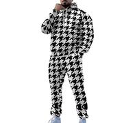 Conjunto de chándal ligero para hombre, casual, a la moda, holgado, moderno, estampado 3D, pantalones de manga larga para exteriores, vacaciones, fiestas, regalos de Navidad, blanco, 3XL