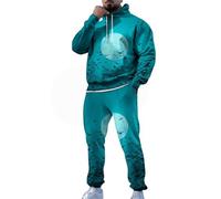 Conjunto de chándal para hombre, 2 piezas, conjunto completo de Halloween con estampado divertido 3D, sudaderas sueltas con cordón y sudadera con capucha y pantalones deportivos cómodos casuales para