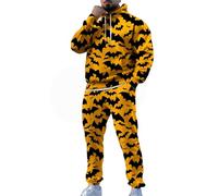 Conjunto de chándal para hombre, 2 piezas, conjunto completo de Halloween con estampado divertido 3D, sudaderas sueltas con cordón y sudadera con capucha y pantalones deportivos cómodos casuales para