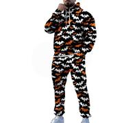 Conjunto de chándal para hombre, 2 piezas, conjunto completo de Halloween con estampado divertido 3D, sudaderas sueltas con cordón y sudadera con capucha y pantalones deportivos cómodos casuales para