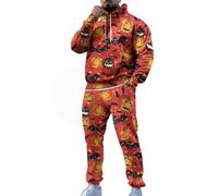 Conjunto de chándal para hombre, 2 piezas, conjunto completo de Halloween con estampado divertido 3D, sudaderas sueltas con cordón y pantalones deportivos cómodos casuales para festivales especiales