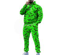 Conjunto de chándal para hombre, 2 piezas, conjunto completo de Halloween con estampado divertido 3D, sudaderas sueltas con cordón y sudadera con capucha y pantalones deportivos cómodos casuales para