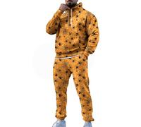 Conjunto de chándal para hombre, 2 piezas, conjunto completo de Halloween con estampado divertido 3D, sudaderas sueltas con cordón y sudadera con capucha y pantalones deportivos cómodos casuales para