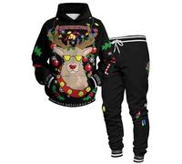 Conjunto de chándal para Hombre Bad Santa Conjunto de Sudaderas con Capucha y Joggers con Estampado 3D Conjunto de Dos Piezas Pocket Cool Christmas Streetwear