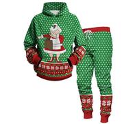 Conjunto de chándal para Hombre Bad Santa Conjunto de Sudaderas con Capucha y Joggers con Estampado 3D Conjunto de Dos Piezas Pocket Cool Christmas Streetwear