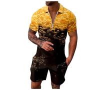 Conjunto de chándal para hombre Oktoberfest para hombre, 2 piezas, chándal con estampado de cerveza, tallas grandes, traje de ocio, traje de verano, traje deportivo suelto, ligero, traje de playa de