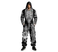 Conjunto de chándal para hombre, ropa vikinga, chándal deportivo, estilo | Conjunto de sudadera con capucha y pantalones cargo a prueba de viento con estampado de lobo para el día a día y al aire