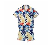 Conjunto de chándal para hombre, traje descontratado estampado compuesto por una camiseta de manga corta y un pantalón corto ideal para el verano en la playa