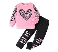 Conjunto de chándal para niña, trajes de invierno de 2 piezas con estampado de leopardo, sudadera con capucha y pantalón de manga larga, cómodo, informal, deportivo, ropa de juego, ropa para niños