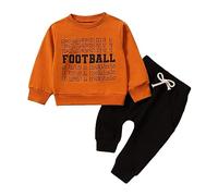 Conjunto de chándal para niños pequeños, invierno, manga larga, alfabeto, fútbol, estampados, tops, pantalones, 2 unidades, conjunto de ropa, naranja, 18-24 meses