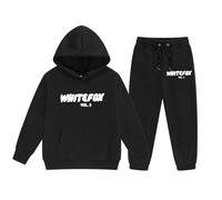 Conjunto de chándal para niños, sudadera de manga larga y pantalones deportivos sueltos, pantalones de correr, ropa deportiva holgada de moda, conjunto deportivo con estampado de letras de zorro
