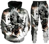 Conjunto de chándal unisex de esqueleto de tigre de calavera para hombre, ropa deportiva 3D, traje con capucha y pantalón, Hombre 5, XXXXL