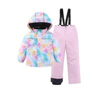 Conjunto de chaqueta y pantalones de esquí de invierno para niños y niñas Traje de nieve de 2 piezas (Rosa Ombre,150Cm)