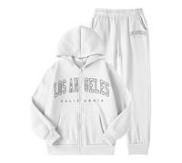 Conjunto de chica, forro polar de invierno, cálido, con letras estampadas, con capucha, pantalones Jogger, ropa cálida, dos piezas, deporte, casual, juego para cualquier joven, de 5 a 6 años)