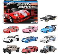 Conjunto de coches Hot Wheels Fast & Furious, HVX27, 10 piezas, juguete de coche en miniatura, para niños a partir de 3 años, multicolor