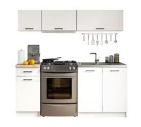 Conjunto de cocina akord oliwia g1 18m blanco 180 cm 6 puertas 1 cajón frente en color blanco 6 estantes 180x46x174 cm