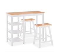 vidaXL Set Muebles Bar 3 Piezas Blanco Mobiliario Mesa Silla Alta Salón Cocina