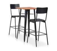 Conjunto de cocina lena 1 mesa alta + 2 taburetes acero negro/natural