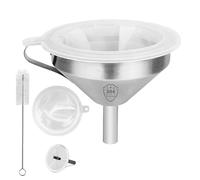 Conjunto De Coladores De Embudo De Acero Inoxidable: Kit De Filtro De Alimentos De 4 Piezas Con Manija, Cepillo De Pantalla De Malla Extraíble | Filador De Grasa De Cocina Para Té, Aceite Y Líquidos,