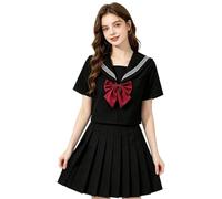 Conjunto de colegiala japonesa, cómodo tradicional con pajarita, vestido de uniforme escolar japonés para niñas | Para cumpleaños teatro cosplay evento jóvenes alumnos