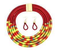 - Conjunto de collar de estilo africano multicapa, hebilla magnética, cadena de clavícula, collar de clavícula Neckchian para mujer, niña, color 73,7x5x1cm Image 1