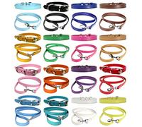 Conjunto de collar y correa de cuero vibrante para cachorros, perros pequeños, medianos y grandes (Grande (36cm - 46cm cuello), Verde)