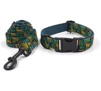 Conjunto de Collar y Correa for Perro. Correa for con Mango Junta tórica. Suave fácil Limpiar. Collar Ajustable for Hebilla liberación rápida(Green,XL)