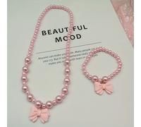 Conjunto de Collar y Pulsera para Niñas Rosa, Accesorio Lindo con Cuentas